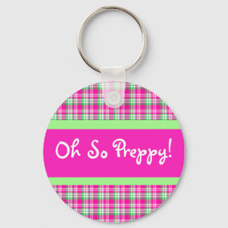 Oh So Preppy! PInk and Green Plaid Keychain