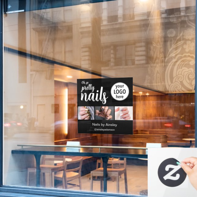 Oh So Pretty Nail Artist Script Logo Photo Window Cling (Cafe Window)