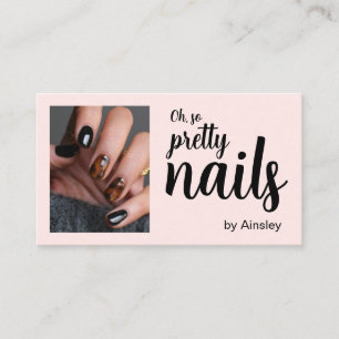Oh So Pretty Nail Artist Script Pink Photo QR Code Business Card