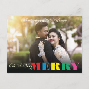 Oh, So Very Merry Colourful 2 Photo Christmas  Postcard