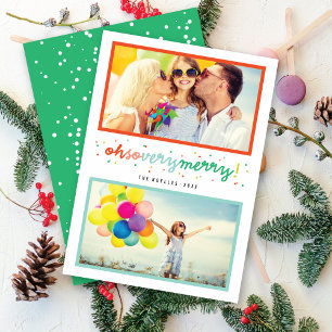 Oh So Very Merry Colourful Confetti 2 Photo Collag Holiday Card