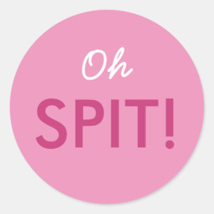 Oh Spit Baby Shower Sprinkle Pun in Pink or Blue Classic Round Sticker