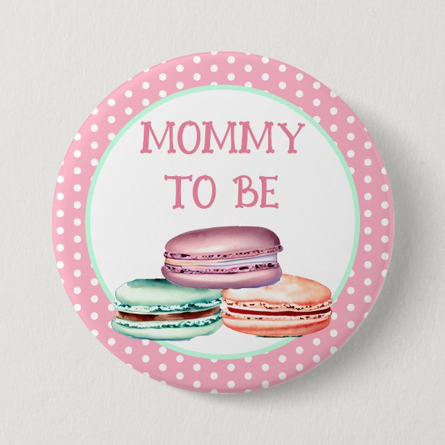 Oh Sweet Baby Girl Macaron Baby Shower Mom to be 3 Inch Round Button (Front)