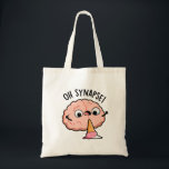 Oh Synapse Funny Brain Pun  Tote Bag<br><div class="desc">Oh Synapse Funny Brain Pun features a cute brain going "Oh snap" when his ice cream cone falls. Perfect pun gift for family and friends who love cute brain puns.</div>