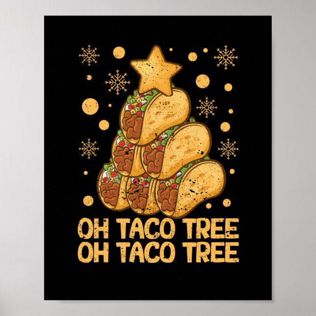 Oh Taco Tree Christmas Pyjamas Xmas Mexican Food Poster