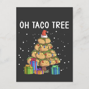 Oh Taco Tree Funny Mexican Food Ugly Christmas  Announcement Postcard