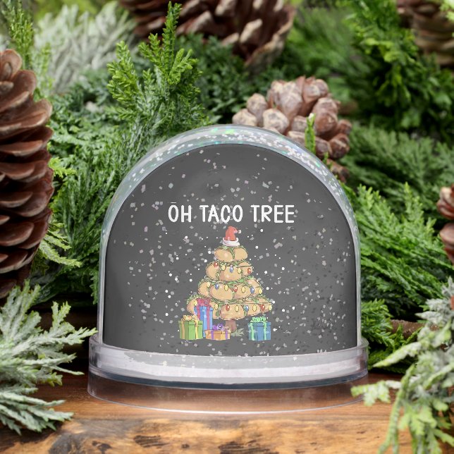 Oh Taco Tree Funny Mexican Food Ugly Christmas  Snowglobe (Winter)