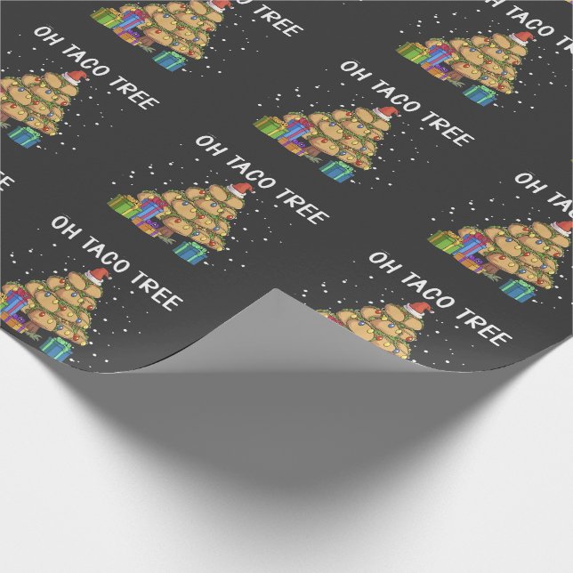 Oh Taco Tree Funny Mexican Food Ugly Christmas  Wrapping Paper (Corner)