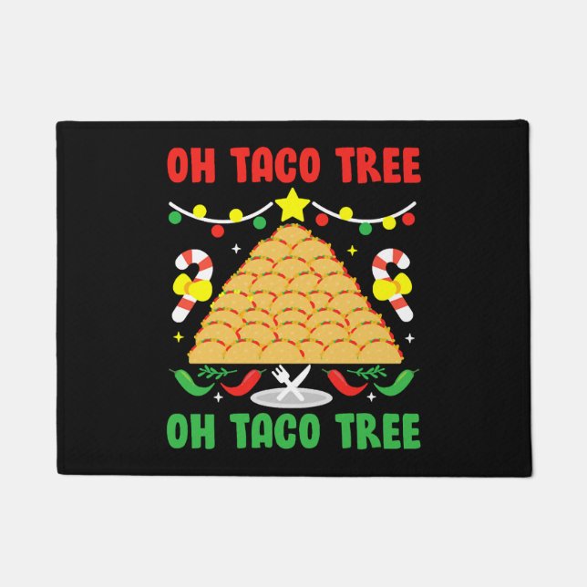 Oh Taco Tree Mexican Food Taco Lover Christmas Doormat (Front)