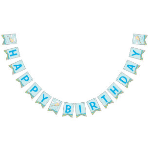 Oh, The Places He'll Go! - First Birthday Bunting Flags