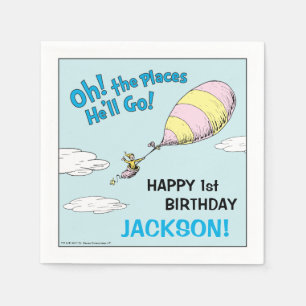 Oh, The Places He'll Go! - First Birthday Napkin