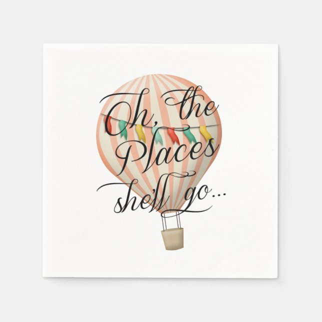 Oh the Places She'll Go Shower Hot Air Balloon Napkin (Front)