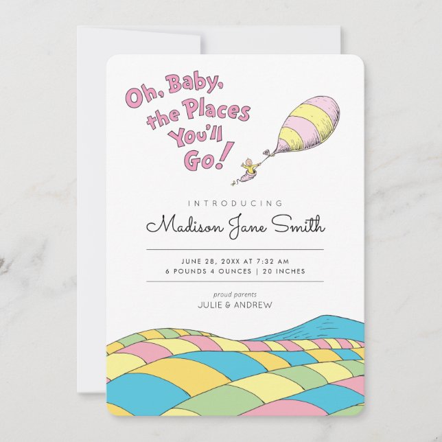 Oh, the Places You'll Go Baby Birth Announcement (Front)