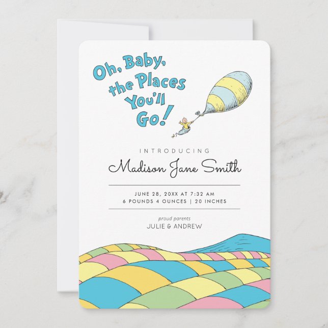 Oh, the Places You'll Go Baby Birth Announcement (Front)