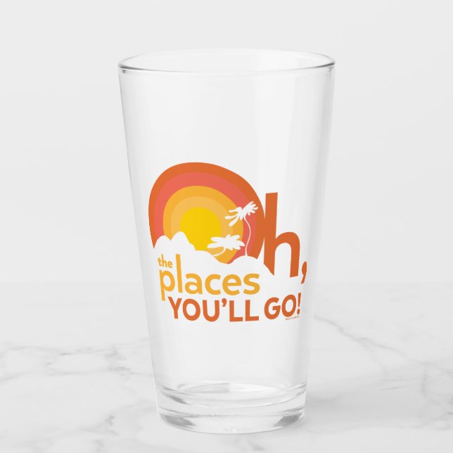 Oh, The Places You'll Go! Landscape Typography Glass (Front)