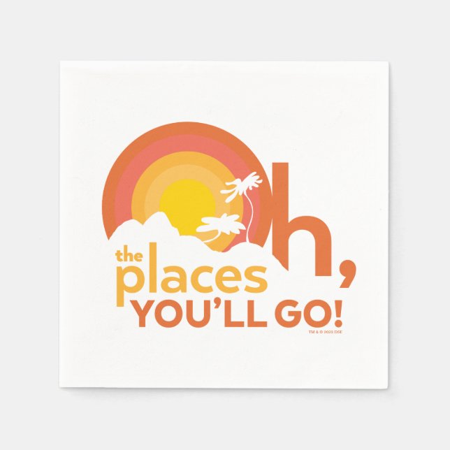 Oh, The Places You'll Go! Landscape Typography Napkin (Front)