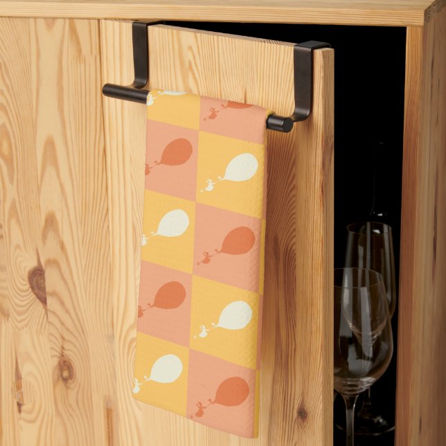 Oh, the Places You'll Go | Orange Block Pattern Kitchen Towel (Thirds Fold)