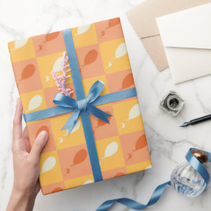Oh, the Places You'll Go   Orange Block Pattern Wrapping Paper