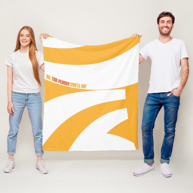 Oh, The Places You'll Go! Orange Swirls Fleece Blanket (In Situ)