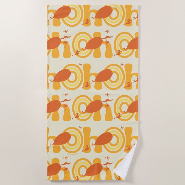 Oh, the Places You'll Go | Orange Text Pattern Beach Towel (Front)