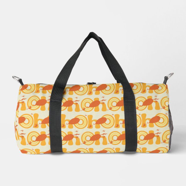 Oh, the Places You'll Go | Orange Text Pattern Duffle Bag (Front)