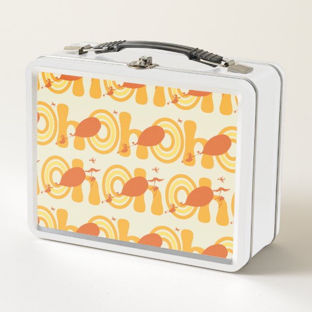 Oh, the Places You'll Go | Orange Text Pattern Metal Lunch Box (Front)
