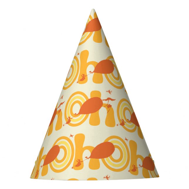 Oh, the Places You'll Go | Orange Text Pattern Party Hat (Front)