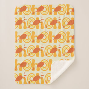 Oh, the Places You'll Go   Orange Text Pattern Sherpa Blanket