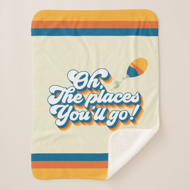 Oh, The Places You'll Go! Quote with Balloon Sherpa Blanket (Front)