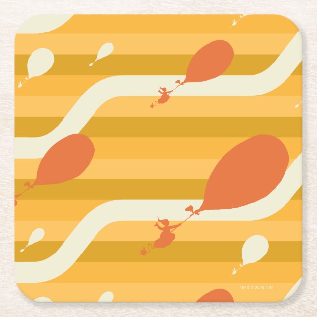 Oh, The Places You'll Go! Retro Balloon Pattern Square Paper Coaster (Front)