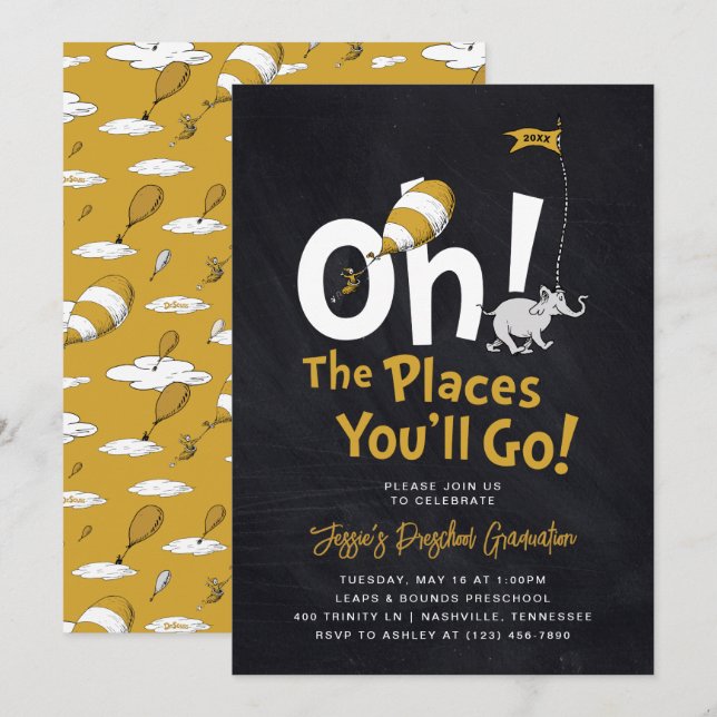 Oh, The Places You'll Go! Retro Graduation Invitation (Front/Back)
