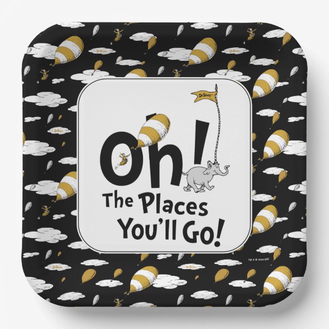 Oh! The Places You'll Go! Retro Graduation Paper Plate (Front)