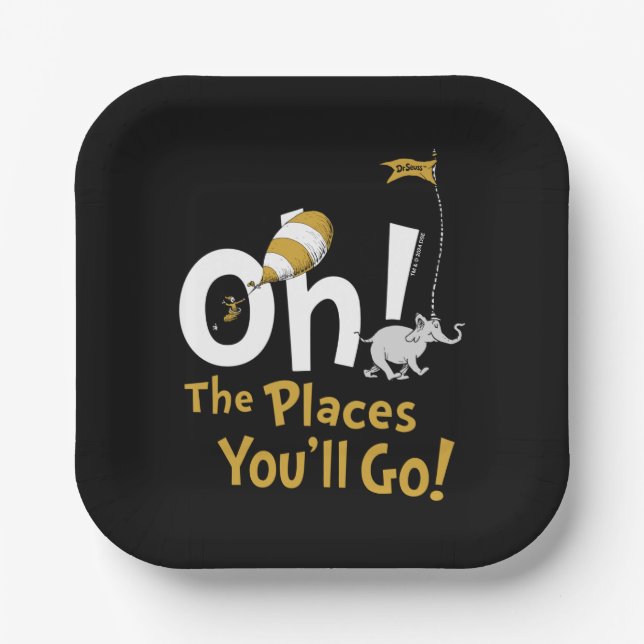 Oh! The Places You'll Go! Retro Graduation Paper Plate (Front)