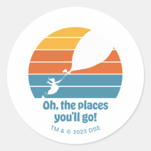 Oh, The Places You'll Go! Retro Sunset Classic Round Sticker