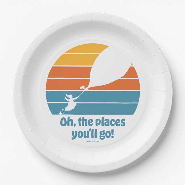Oh, The Places You'll Go! Retro Sunset Paper Plate (Front)