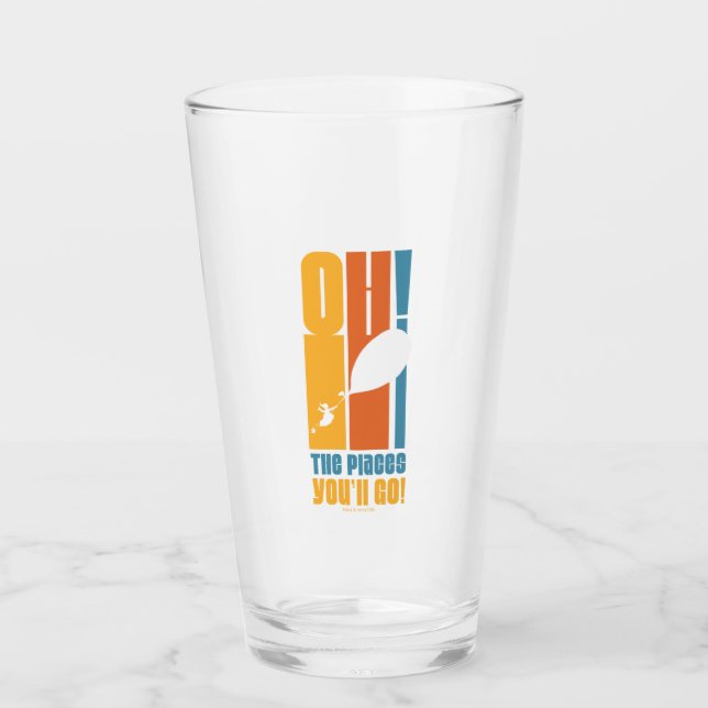 Oh, The Places You'll Go! Tall Retro Typography Glass (Front)