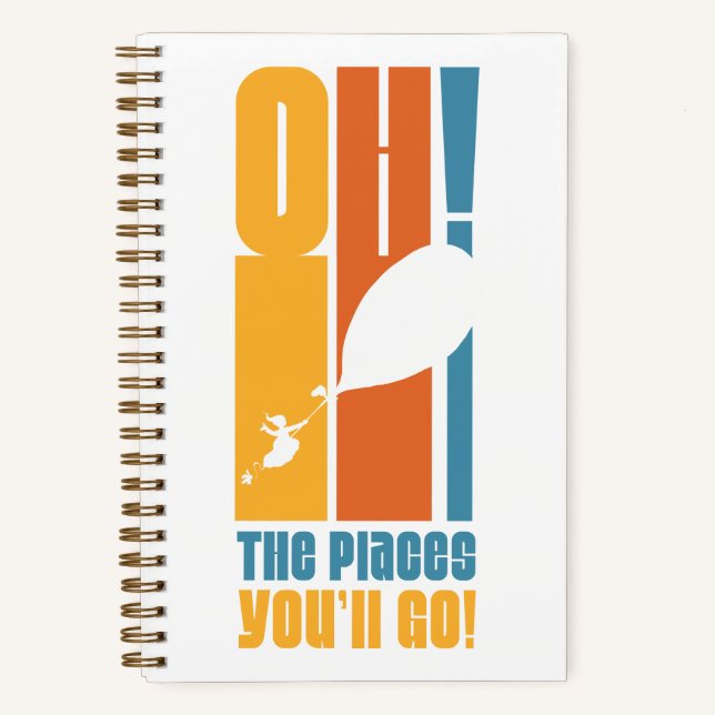Oh, The Places You'll Go! Tall Retro Typography Notebook (Front)