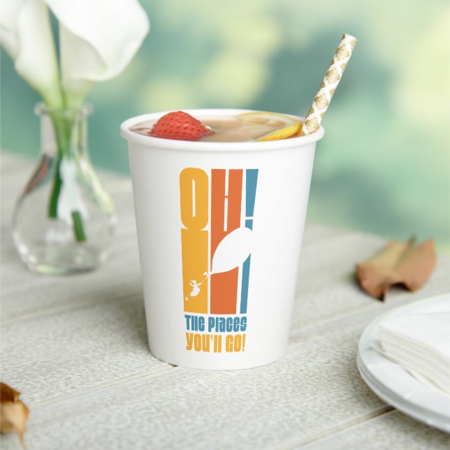 Oh, The Places You'll Go! Tall Retro Typography Paper Cups (Insitu)