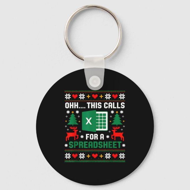 Oh This Calls For A Spreadsheet Christmas Santa Ex Keychain (Front)