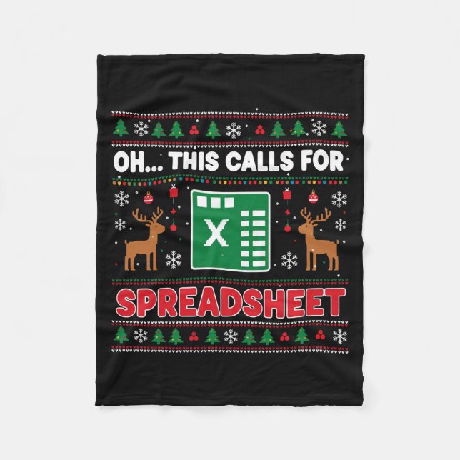Oh This Calls For A Spreadsheet Christmas Sweater  Fleece Blanket (Front)