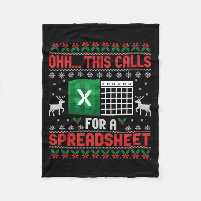 Oh This Calls For A Spreadsheet Christmas Sweater  Fleece Blanket (Front)