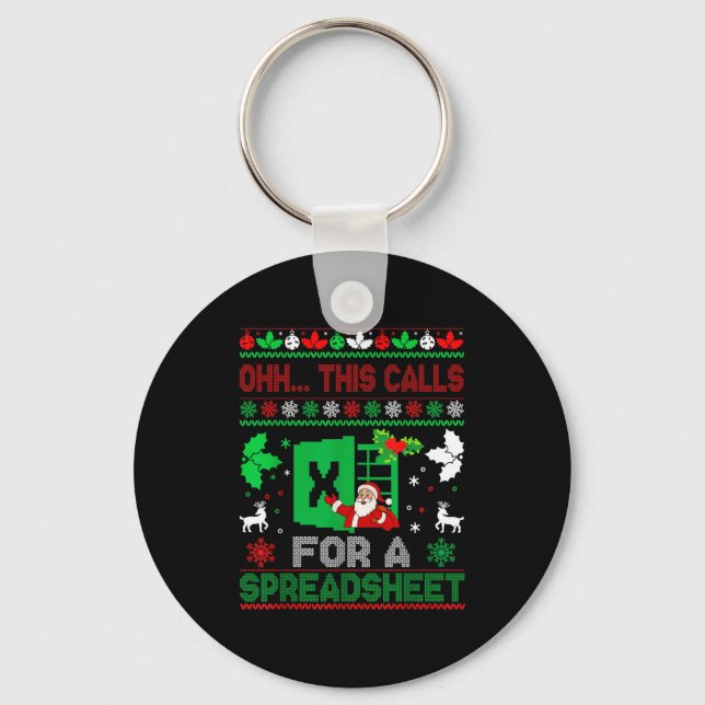 Oh This Calls For A Spreadsheet Christmas Sweater  Keychain (Front)