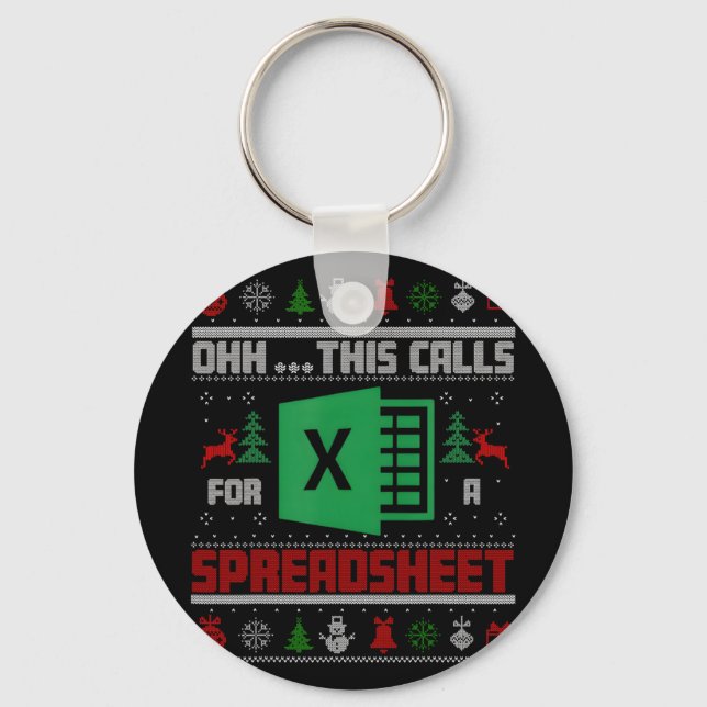 Oh This Calls For A Spreadsheet Christmas Sweater  Keychain (Front)