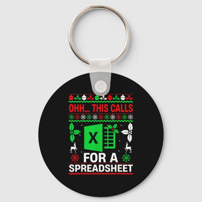 Oh This Calls For A Spreadsheet Christmas Sweater  Keychain (Front)