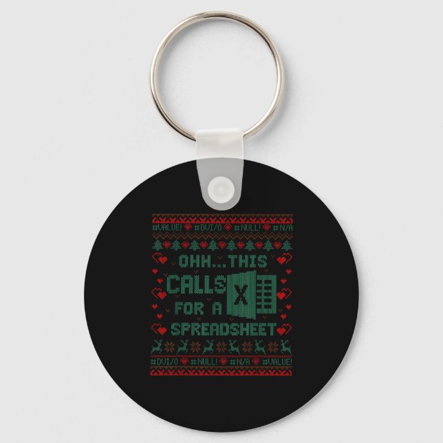 Oh This Calls For A Spreadsheet Christmas Sweater  Keychain (Front)