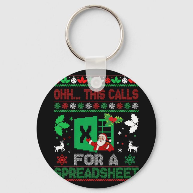 Oh This Calls For A Spreadsheet Christmas Sweater  Keychain (Front)