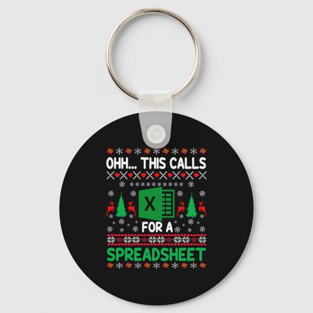 Oh This Calls For A Spreadsheet Christmas Sweater  Keychain (Front)