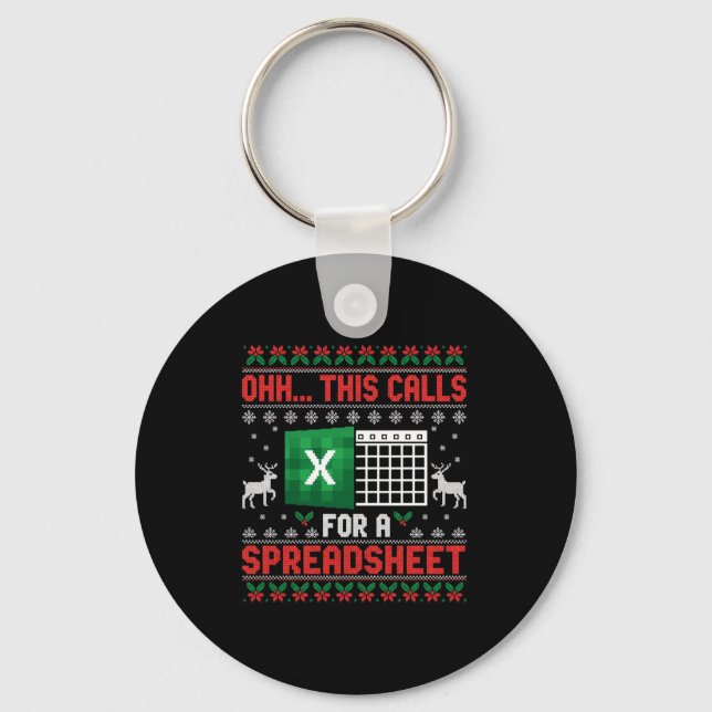 Oh This Calls For A Spreadsheet Christmas Sweater  Keychain (Front)