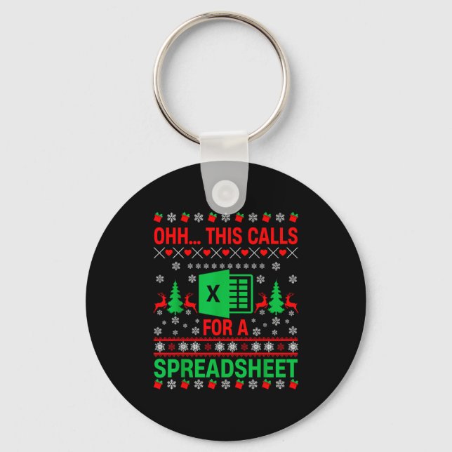Oh This Calls For A Spreadsheet Christmas Sweater  Keychain (Front)