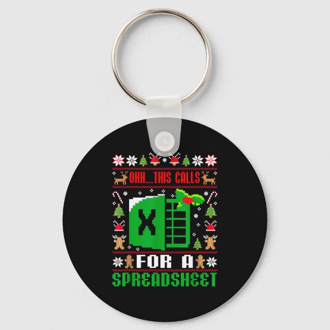 Oh This Calls For A Spreadsheet Christmas Sweater  Keychain (Front)